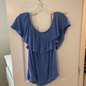 American eagle soft & sexy blue off-the-shoulder top